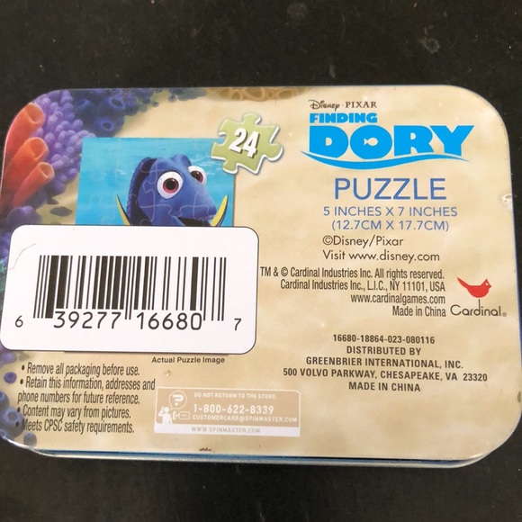 Disney Finding Dory 24 piece puzzle in small metal tin, like new - Picture 2 of 5